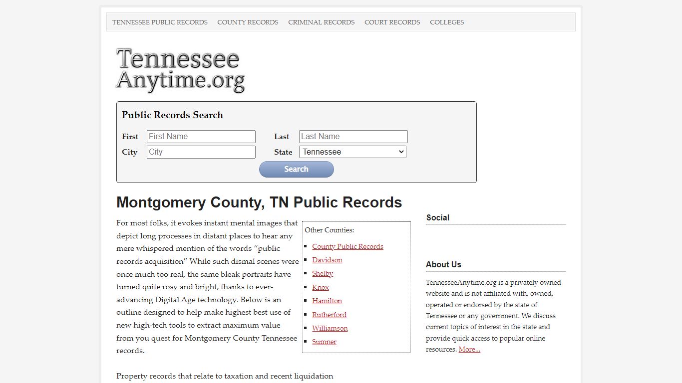 Montgomery County, TN Public Records